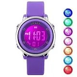 Kid Watch Multi Function 50M Waterproof Sport LED Alarm Stopwatch Digital Child Wristwatch for Boy Girl Purple